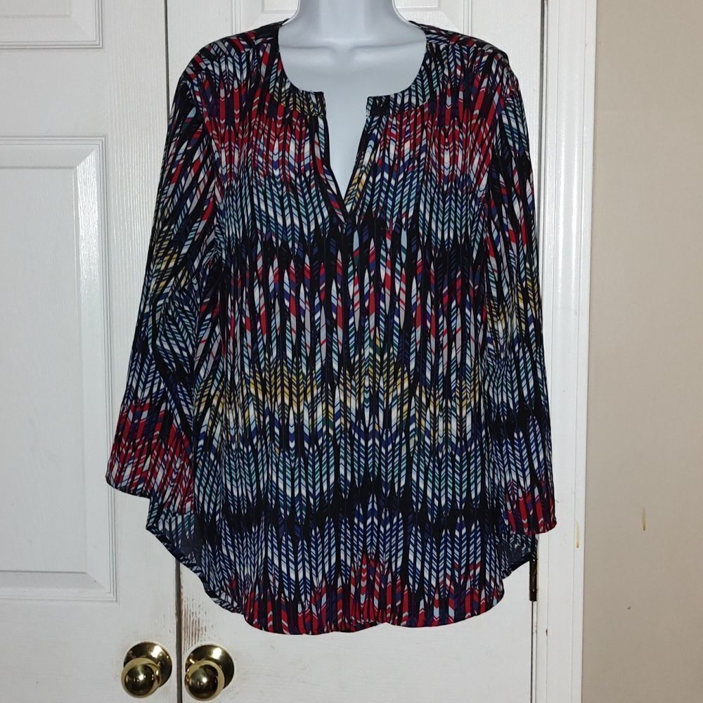 Cato multicolor sheer   tunic blouse  Sz XL